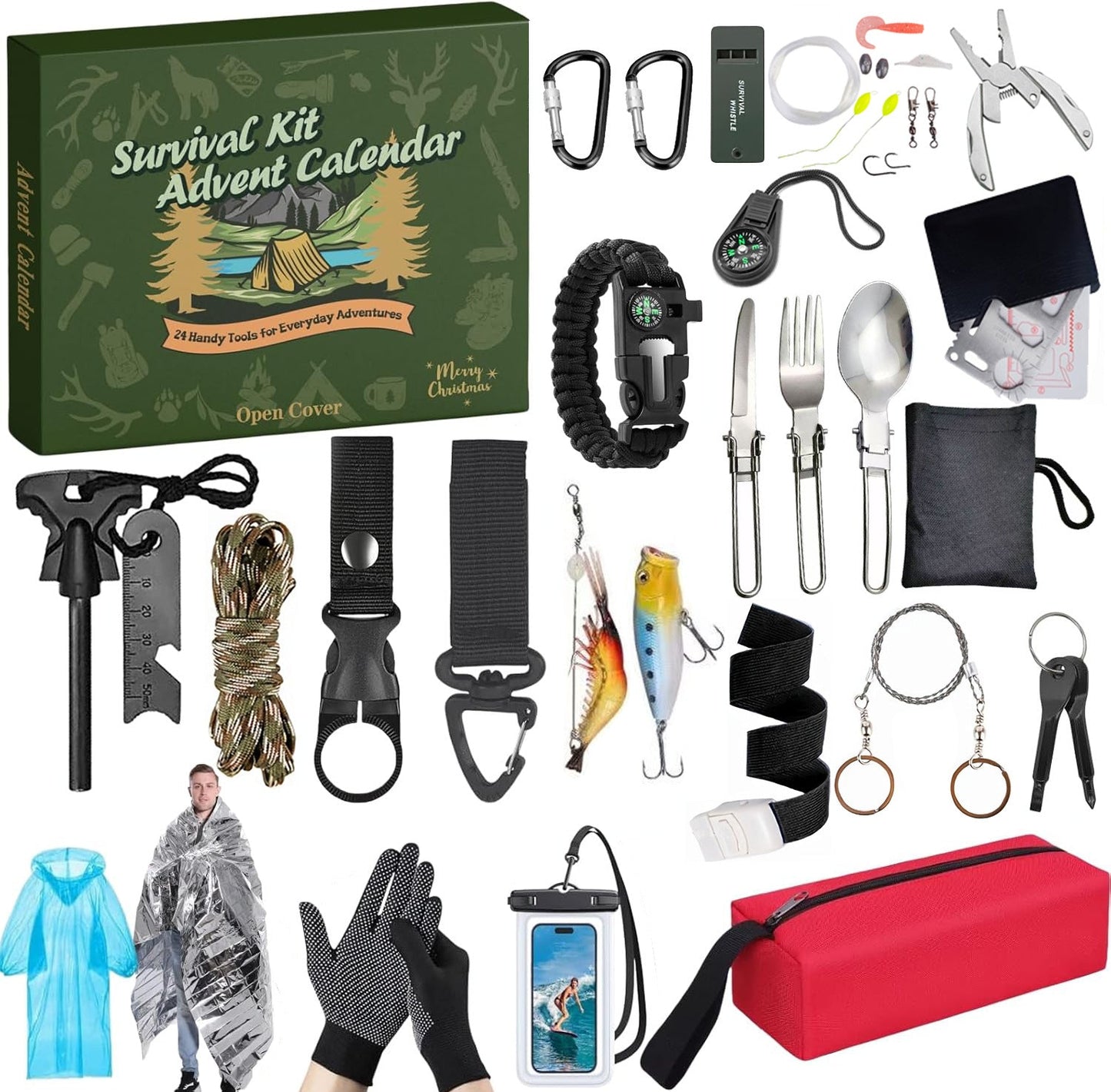 Vicigift 2025 Outdoor Survival 24-Tool Kit Advent Calendar