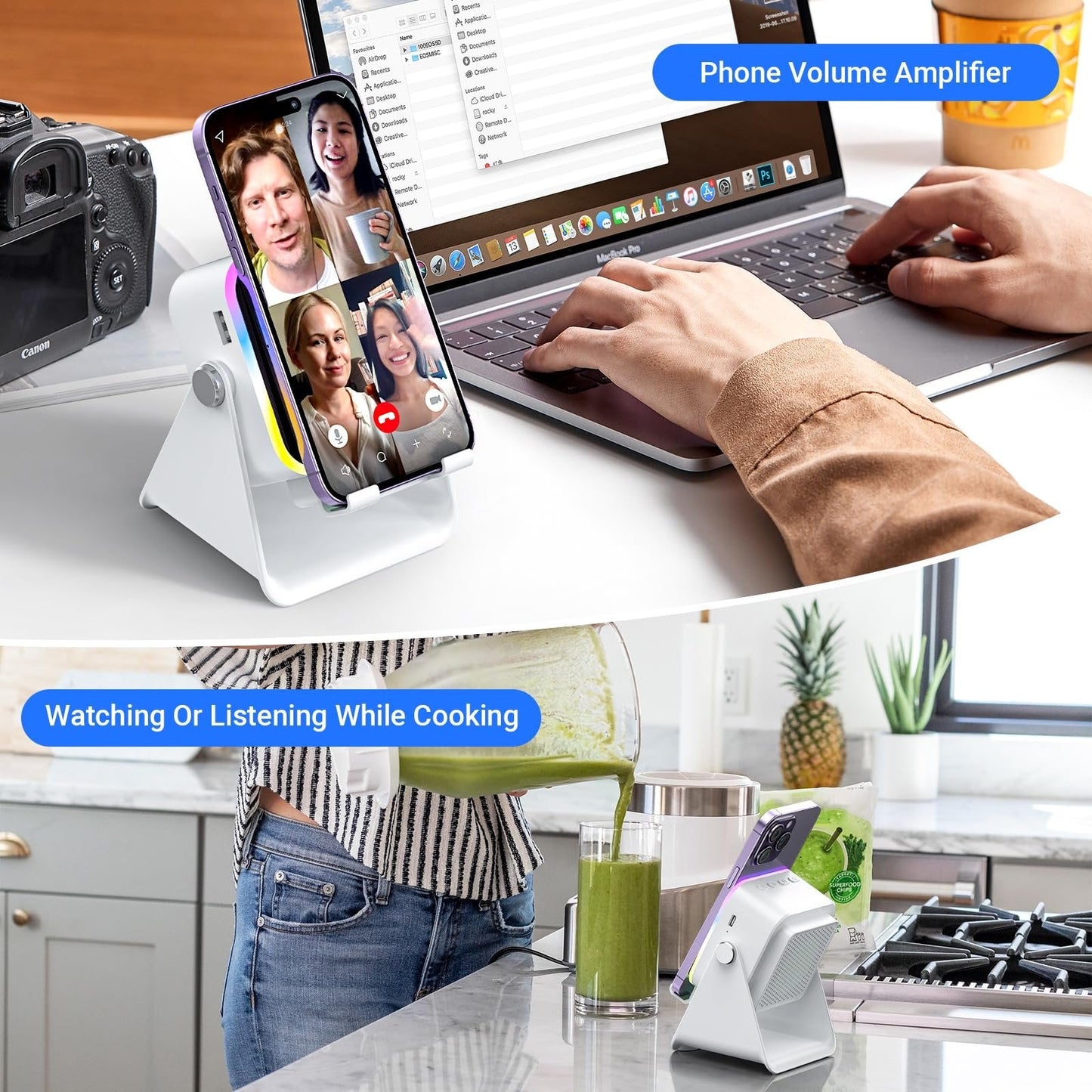 Wireless Induction Speaker 5-in-1 Bluetooth Speaker with Phone Stand,Stereo Sound